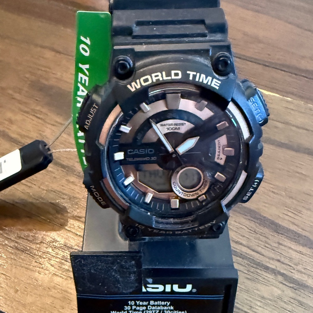 Casio Black and Gold World Time Watch